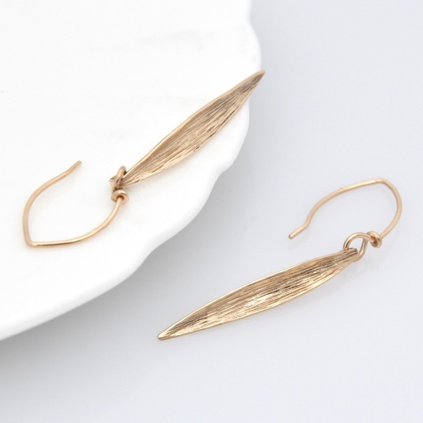 9ct Gold Grass Blade Earrings