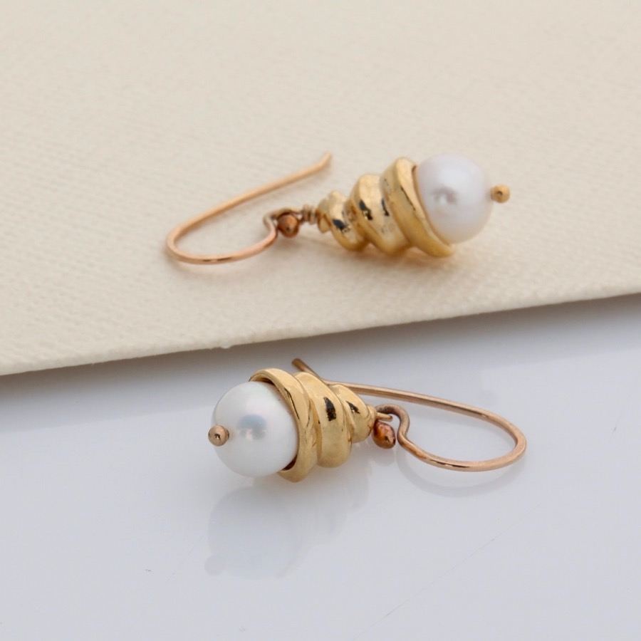 Gold Spiral Shell Earrings