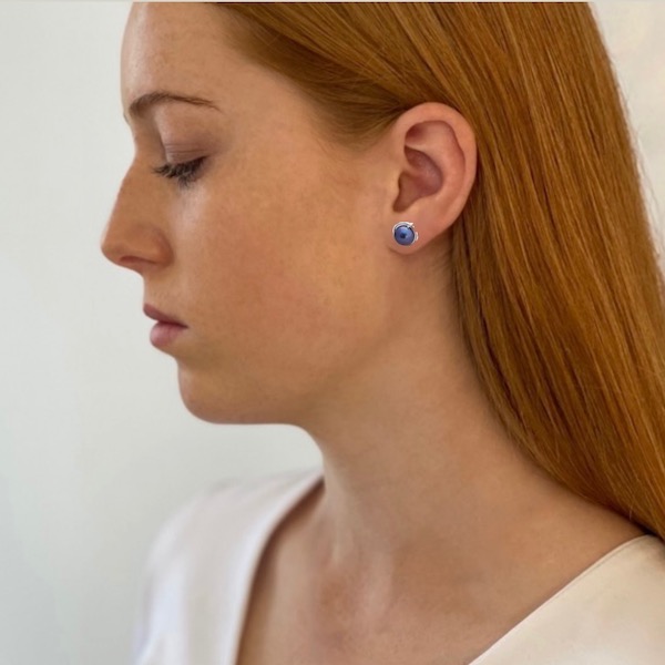 Silver Lulu Studs - Peacock Pearl