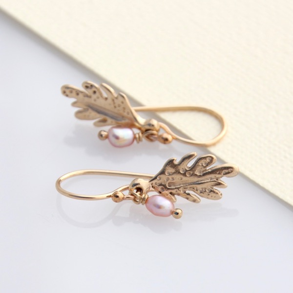 Leaf Drop Earrings - 9ct Gold