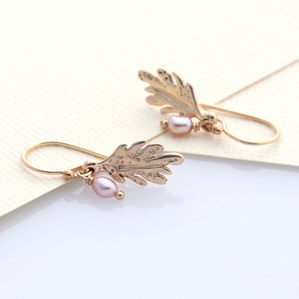 9ct Gold Leaf Drop Earrings