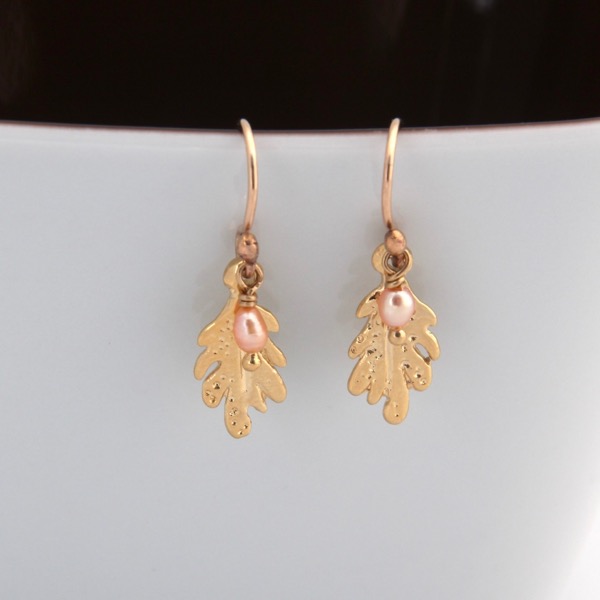 Leaf Drop Earrings - Gold