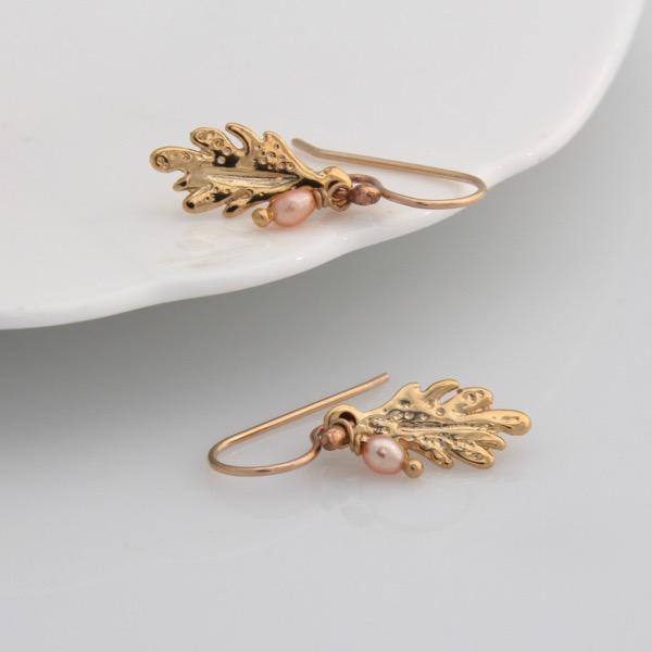 Leaf Drop Earrings - Gold