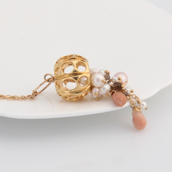 Gold Jellyfish Necklace - Peach