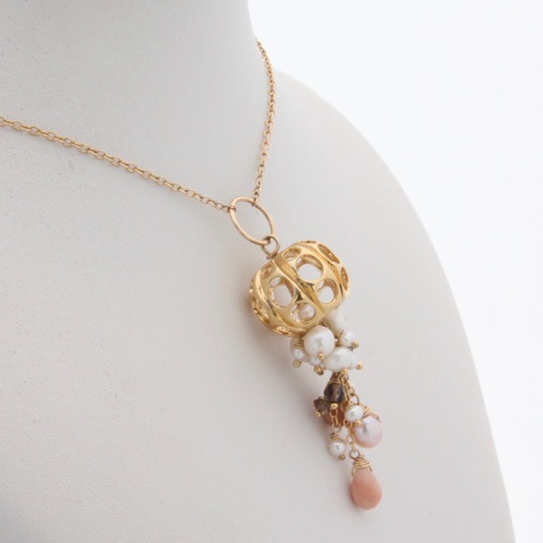 Gold Jellyfish Necklace - Peach