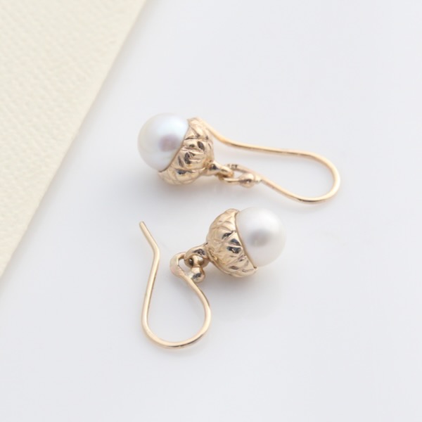 Mini Acorn Earrings - 9ct Gold