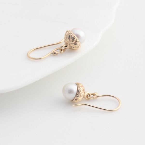 Mini Acorn Earrings - 9ct Gold