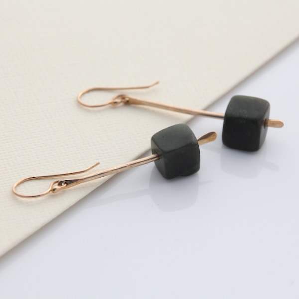 Pounamu Drop Earring - 14k Rolled Gold