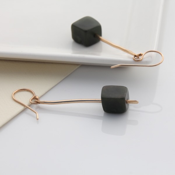 Pounamu Drop Earring - 14k Rolled Gold