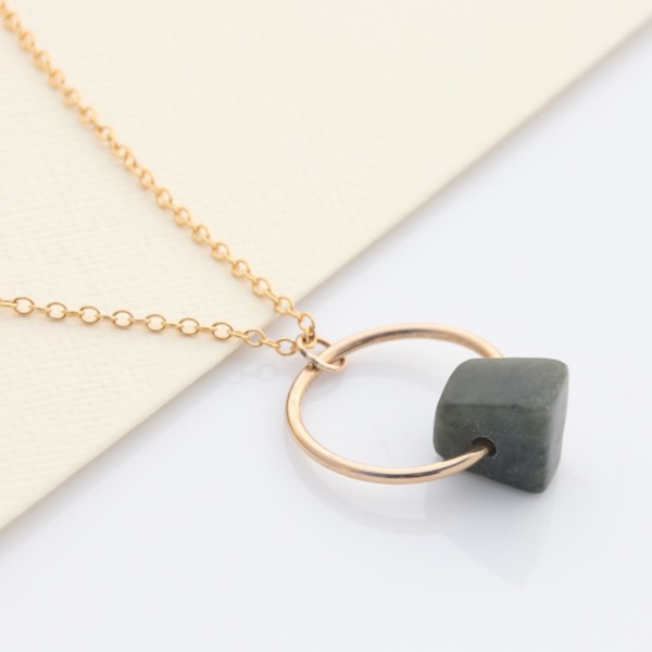 Pounamu Ring Necklace - 14k Rolled Gold