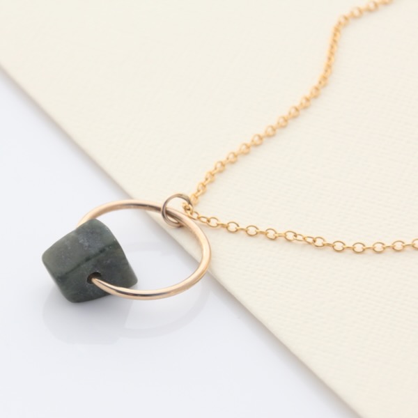 Pounamu Ring Necklace - 14k Rolled Gold