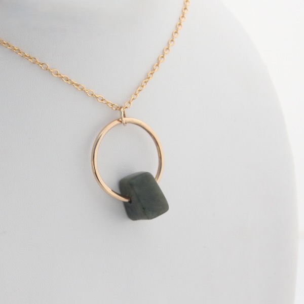 Pounamu Ring Necklace - 14k Rolled Gold