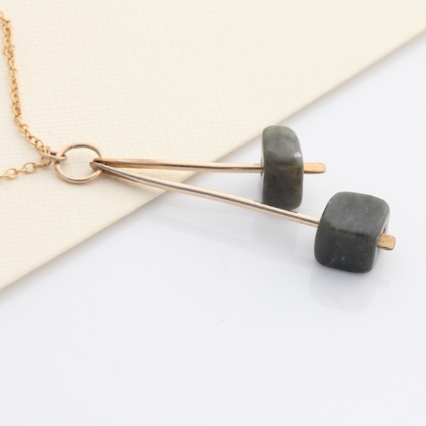 Pounamu Stick Necklace - 14k Rolled Gold