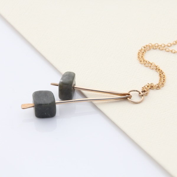 Pounamu Stick Necklace - 14k Rolled Gold