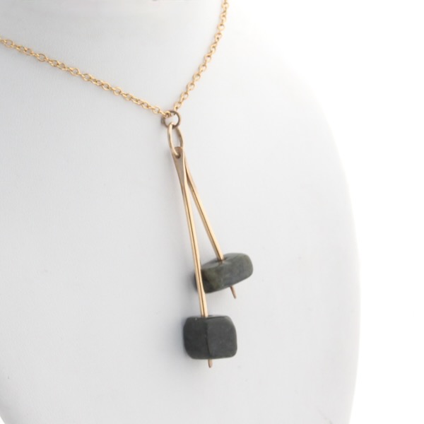 Pounamu Stick Necklace - 14k Rolled Gold