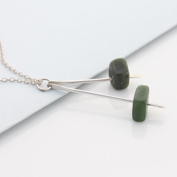 Pounamu Stick Necklace - Sterling Silver