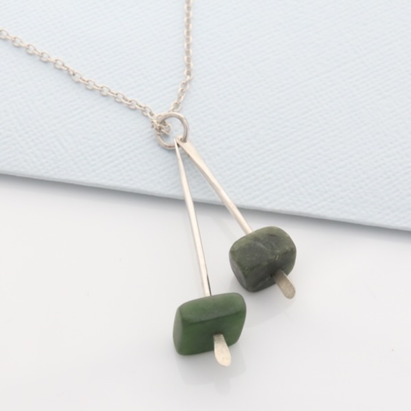 Pounamu Stick Necklace - Sterling Silver