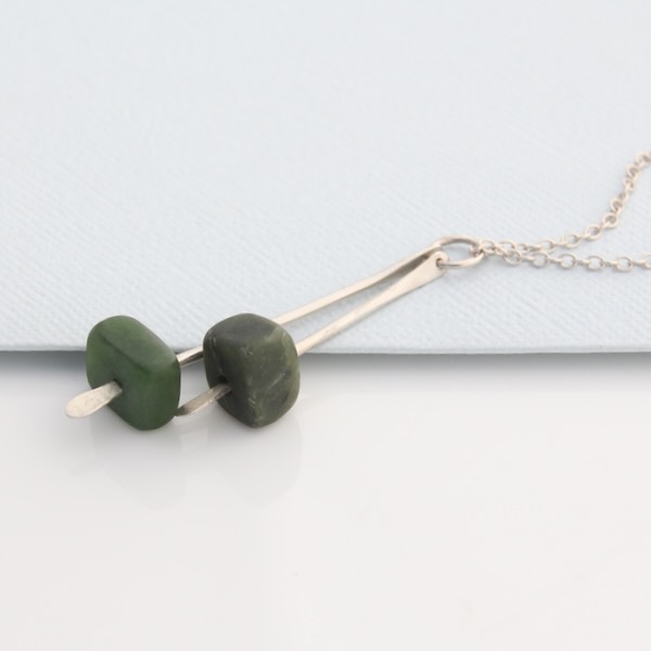 Pounamu Stick Necklace - Sterling Silver