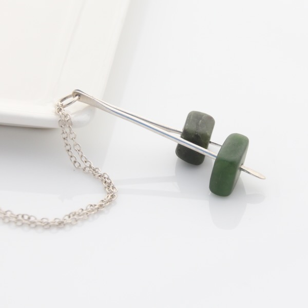 Pounamu Stick Necklace - Sterling Silver