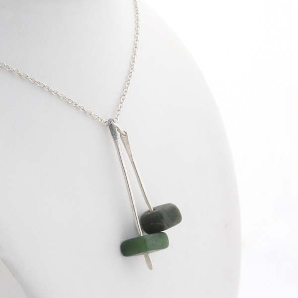 Pounamu Stick Necklace - Sterling Silver