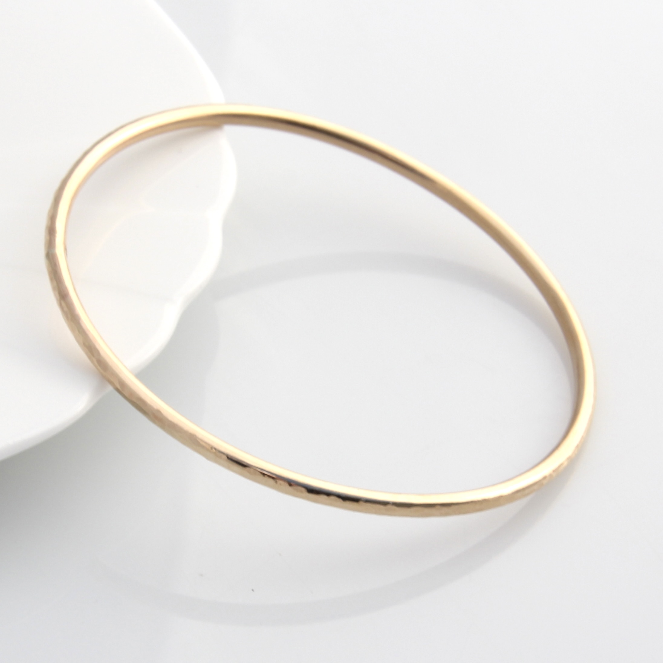 Harmony Planished Bangle - 14k Rolled Gold