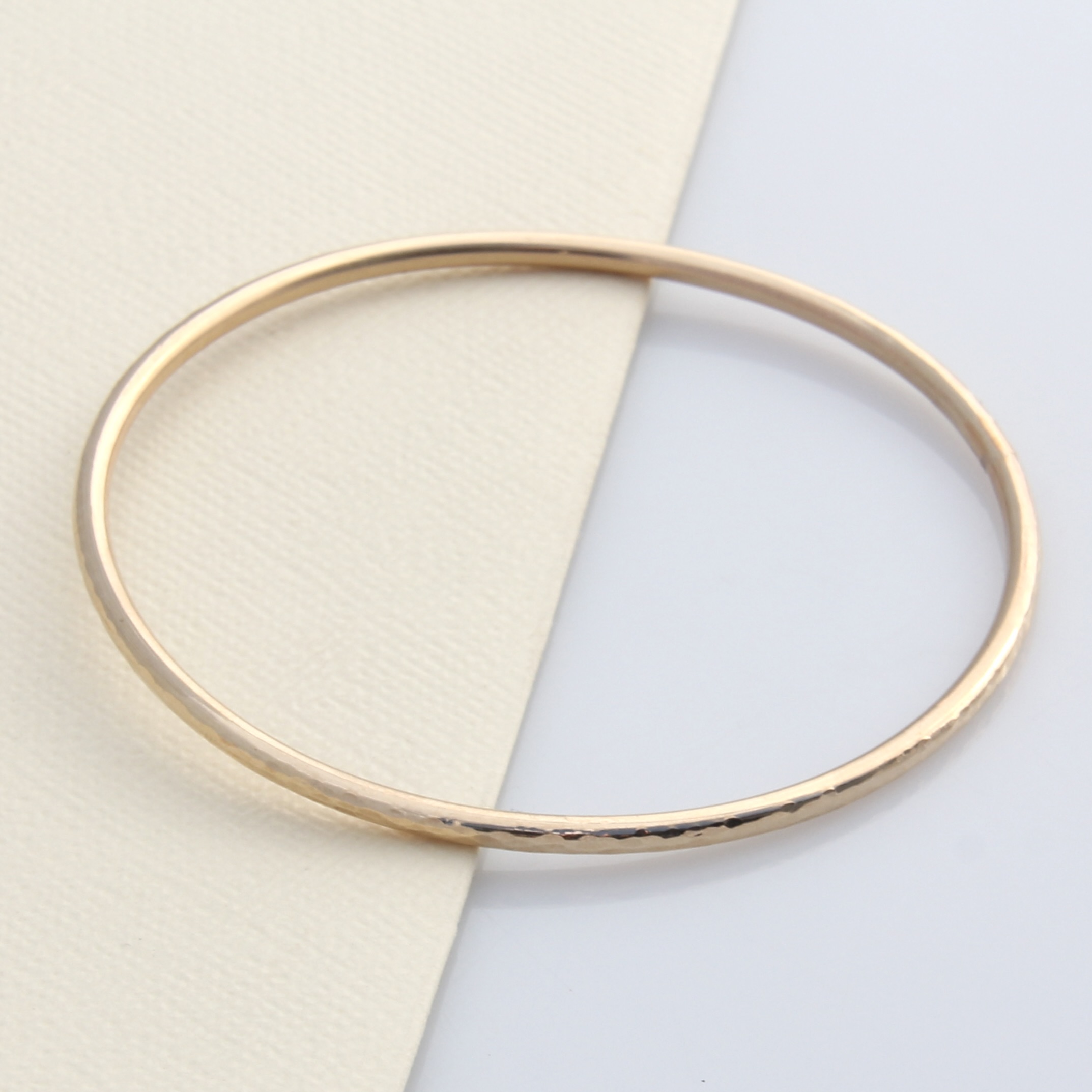 Harmony Planished Bangle - 14k Rolled Gold