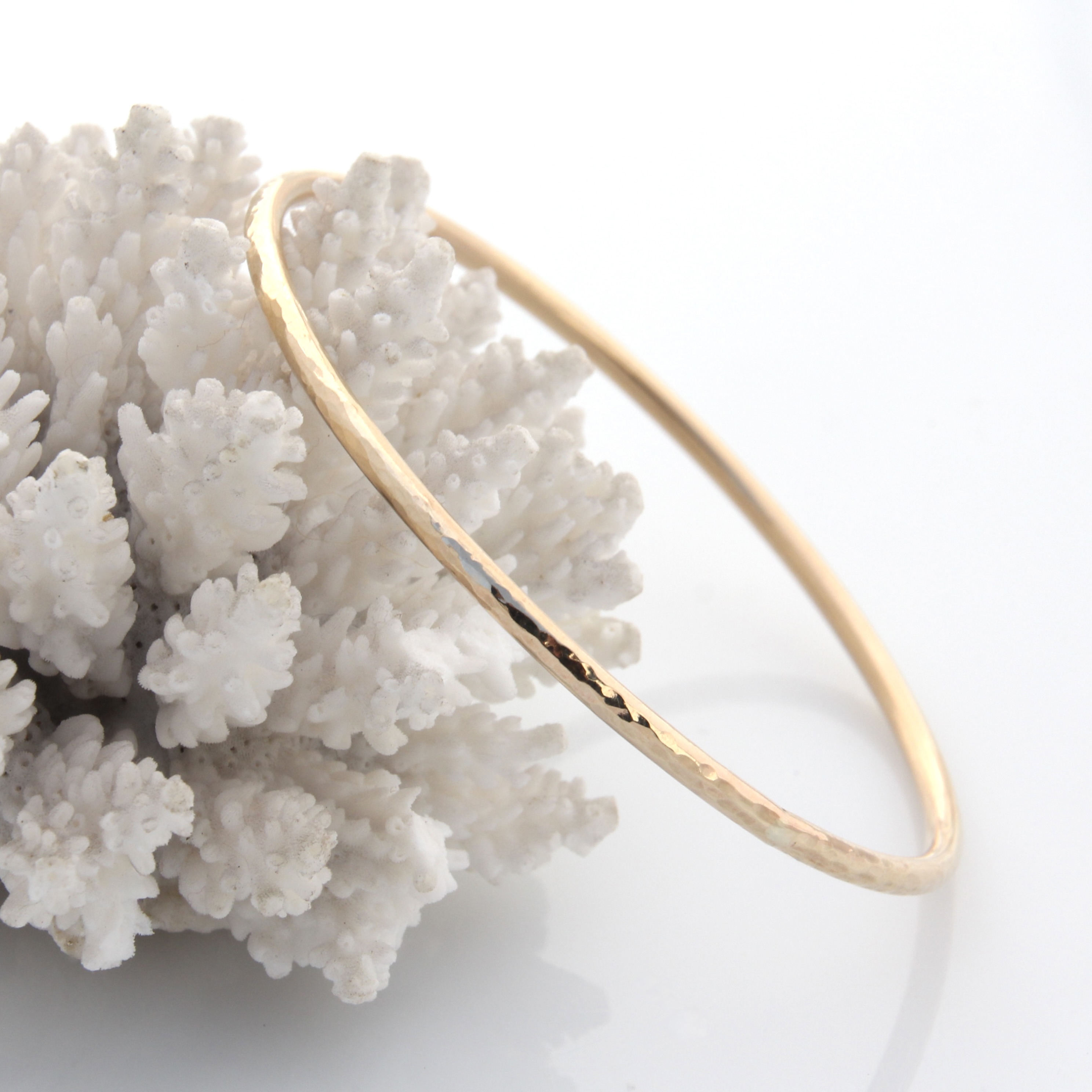 Harmony Planished Bangle - 14k Rolled Gold