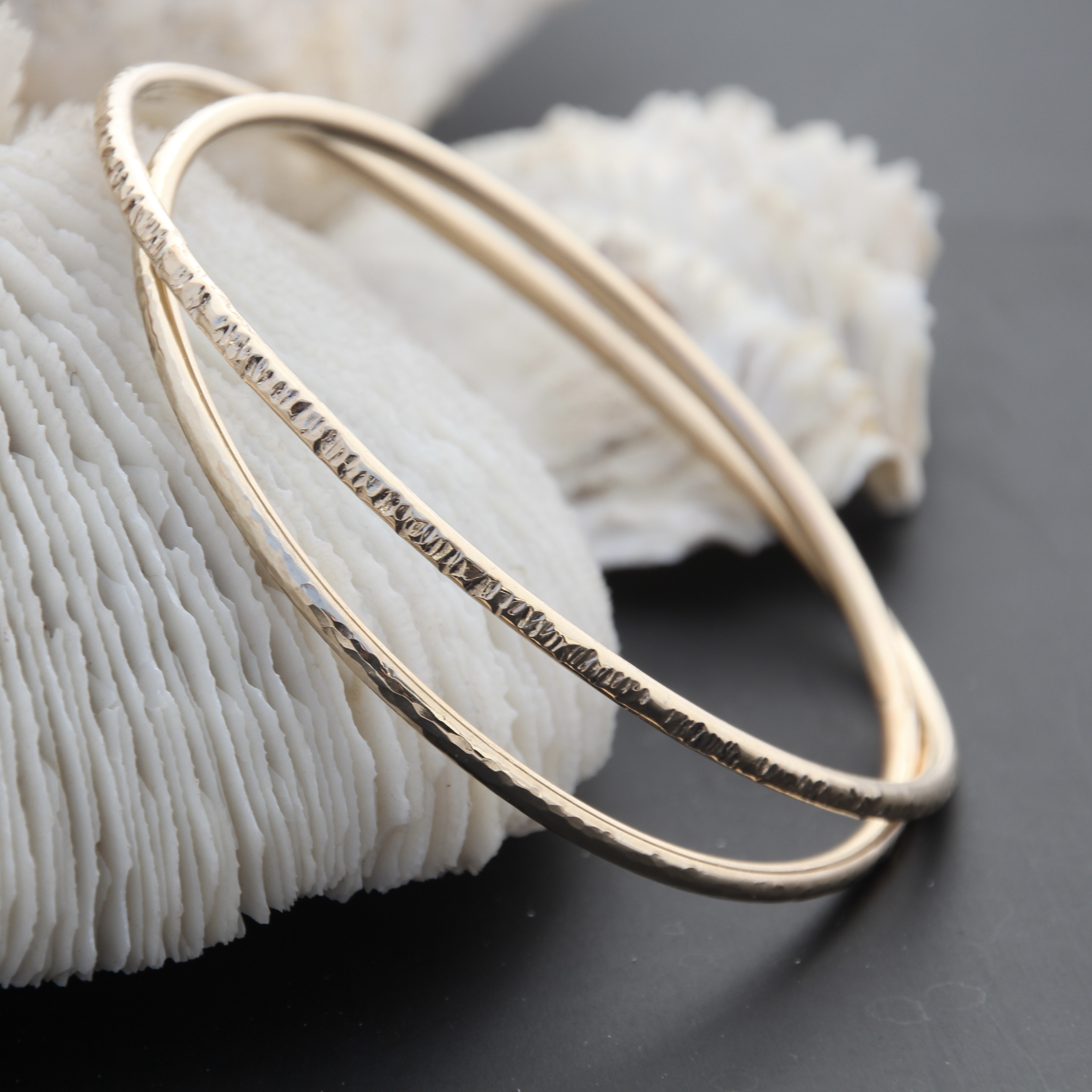 Harmony Planished Bangle - 14k Rolled Gold