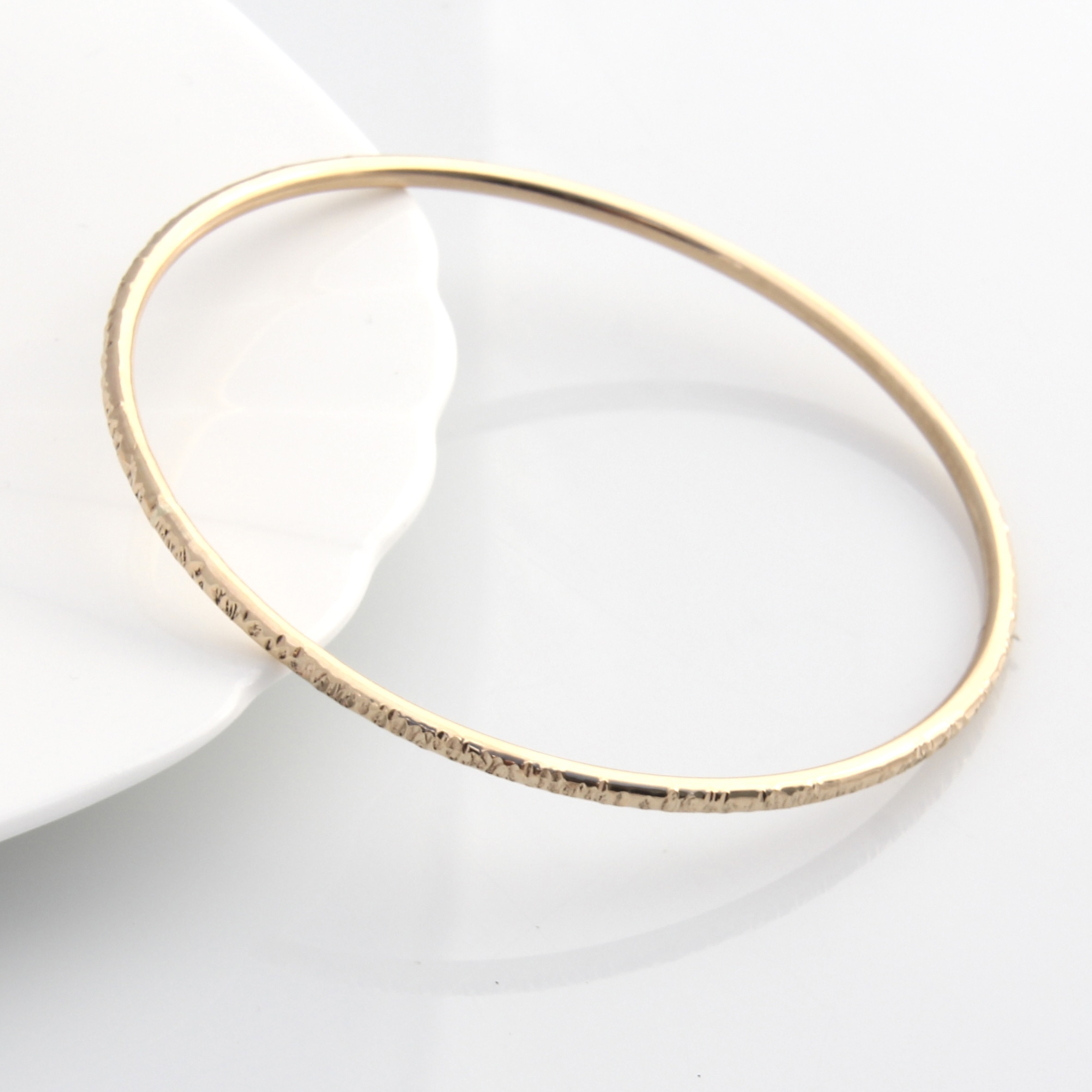 Harmony Textured Bangle - 14k Rolled Gold