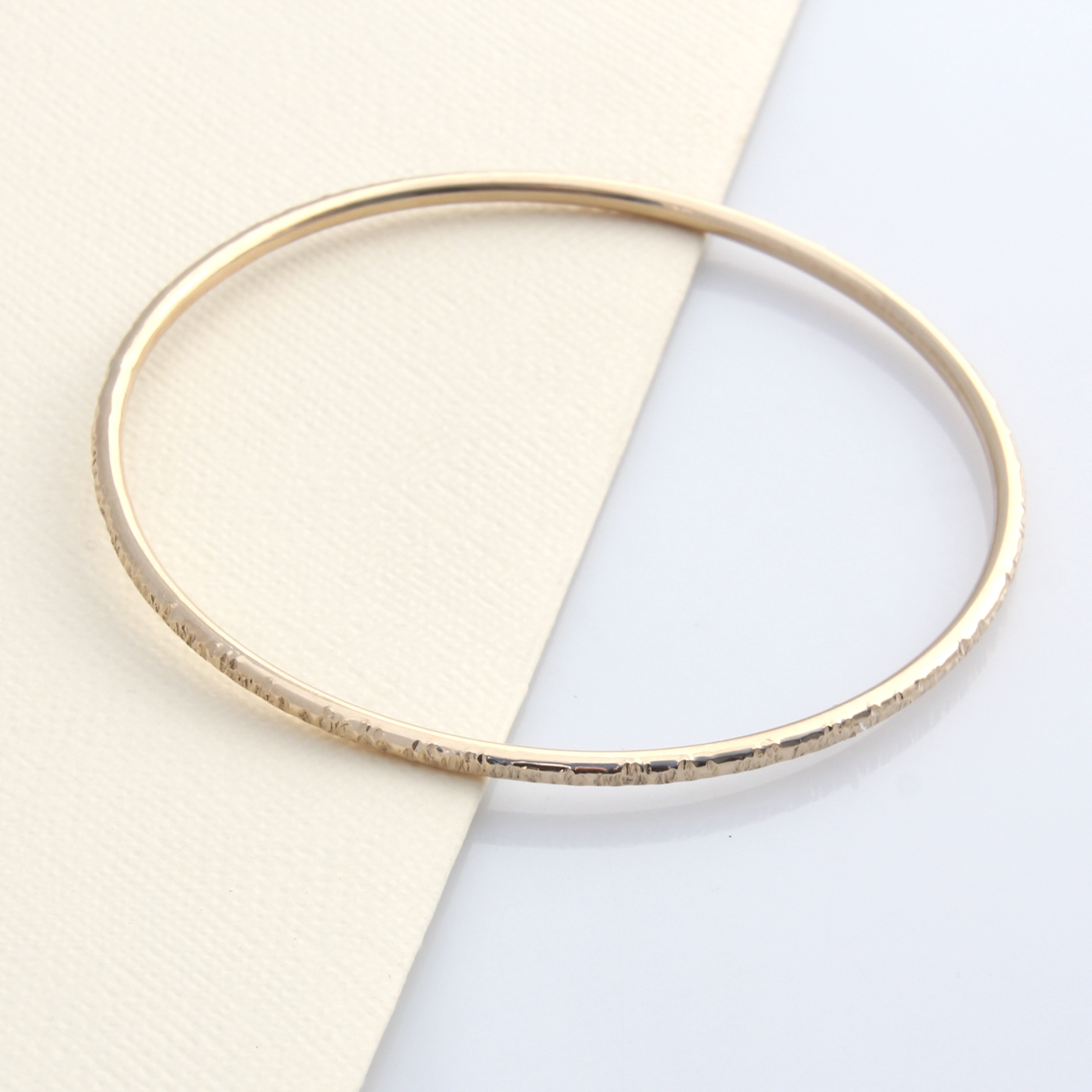 Harmony Textured Bangle - 14k Rolled Gold