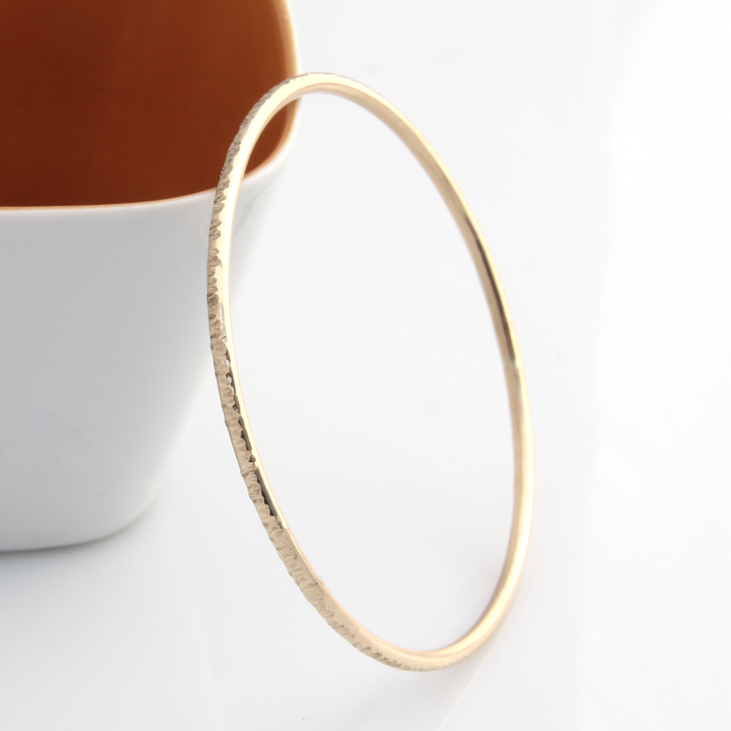 Harmony Textured Bangle - 14k Rolled Gold