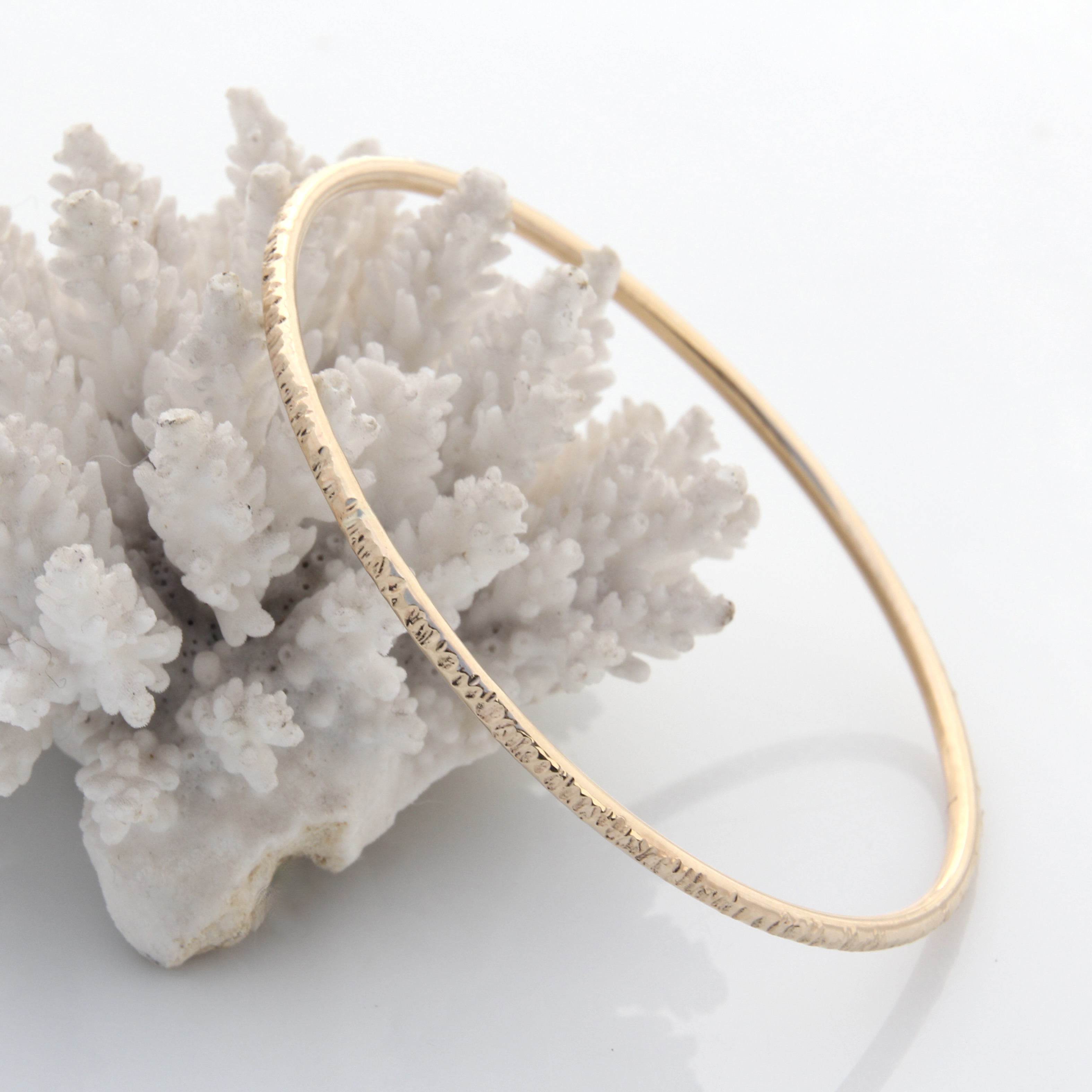 Harmony Textured Bangle - 14k Rolled Gold