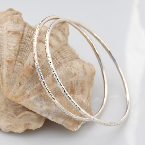 Harmony Textured Bangle - Silver