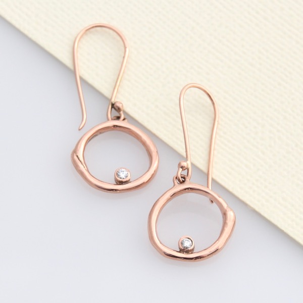 Halo Earrings - 9ct Red Gold