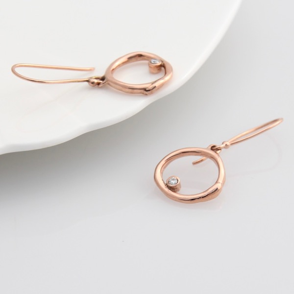 9ct Red Gold Halo Earrings
