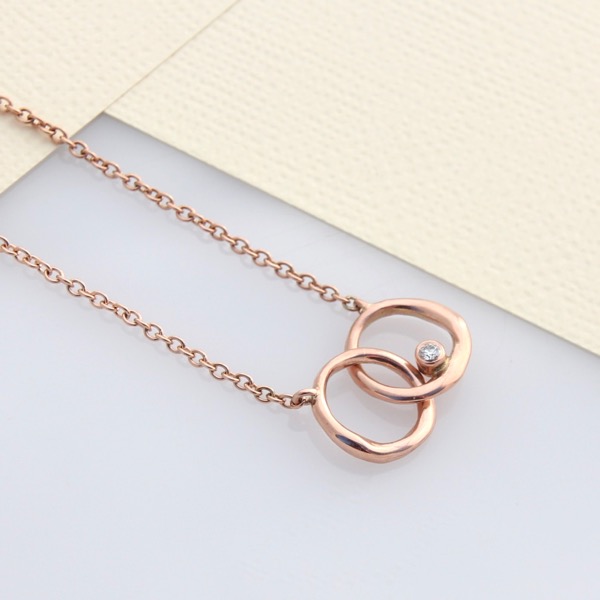9k Red Gold Love Links Necklace