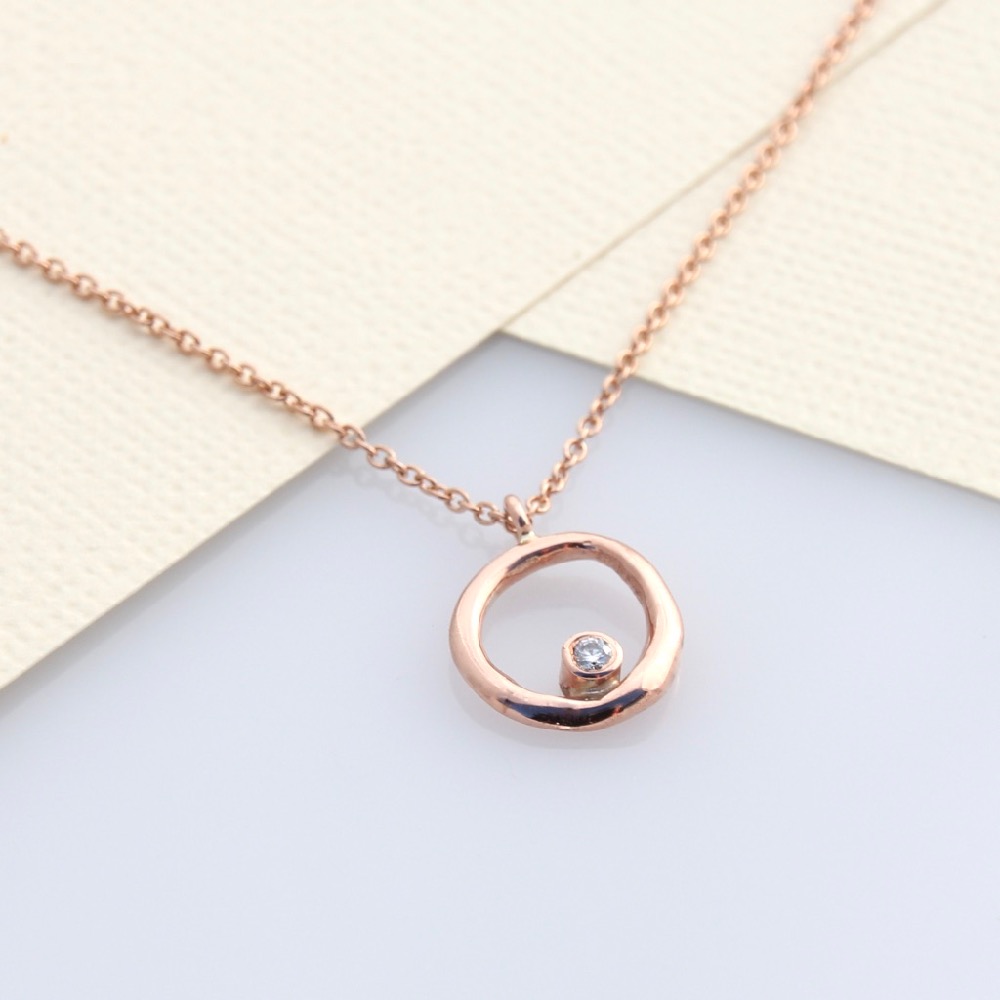 9ct Red Gold Halo Necklace 
