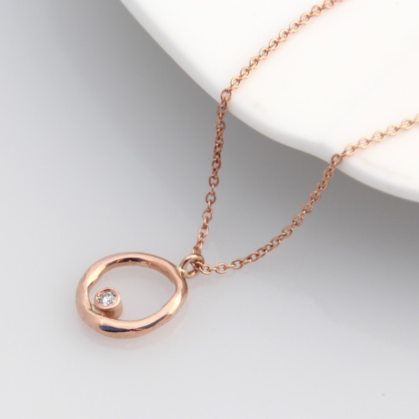 9ct Red Gold Halo Necklace 