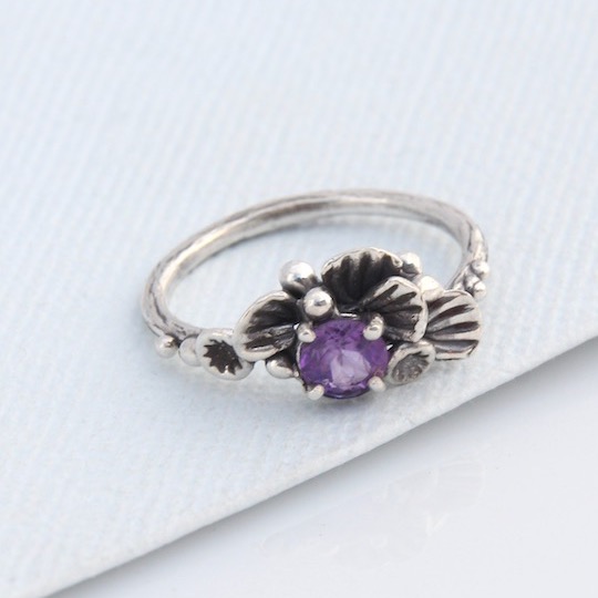 Amethyst Scallop Shell Ring