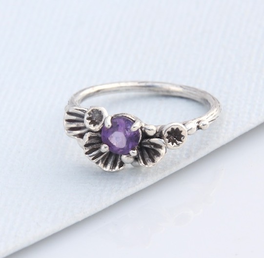 Amethyst Scallop Shell Ring